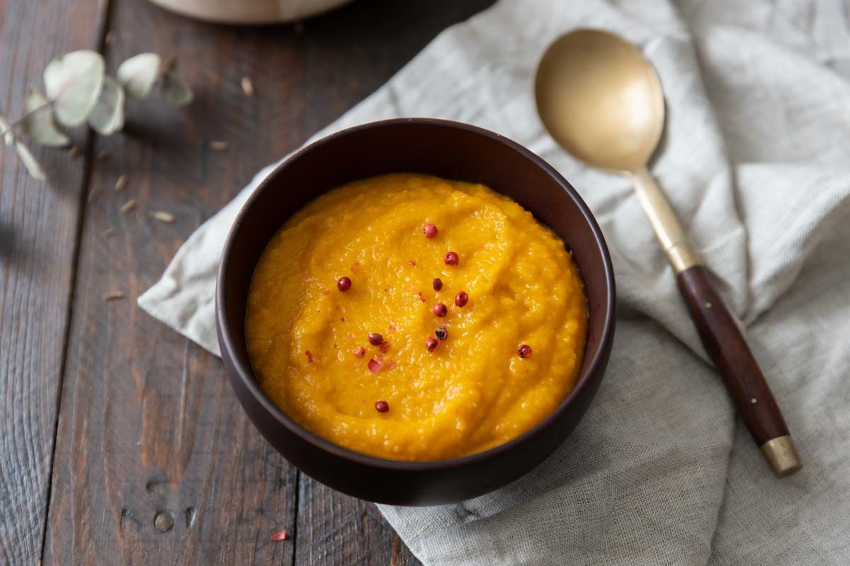 Velouté de carottes aux lentilles corail