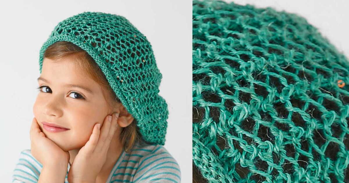 bonnet ajouré pour fillette : charme vert et confort tout en légèreté
