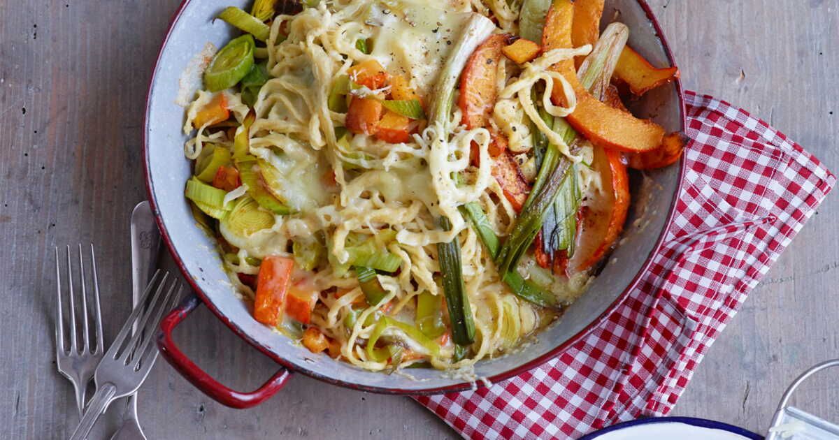 harmonies de saveurs : gratin de spaetzle aux légumes