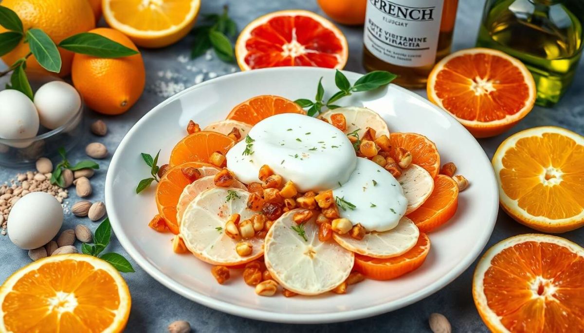 Carpaccio d'agrumes, burrata et pistaches caramélisées : une recette gourmande