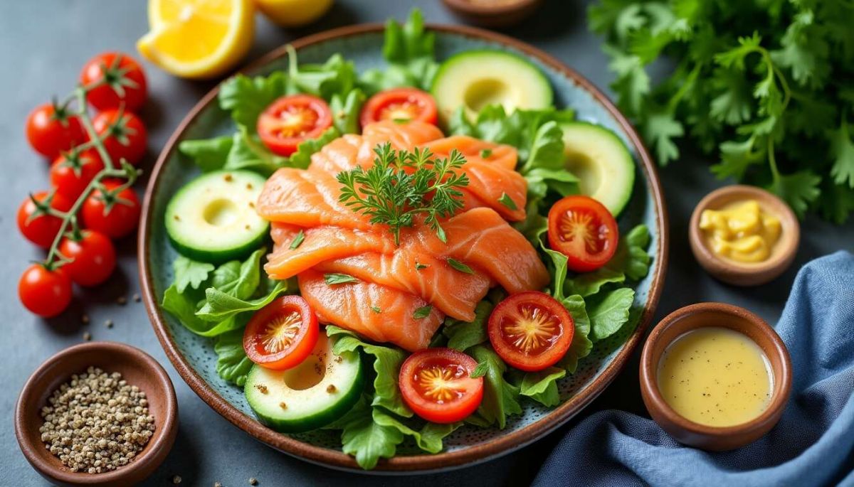 Une salade au saumon fumé pour un déjeuner rapide et savoureux