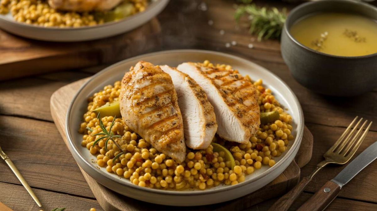 Dinde grillée et couscous perlé au curry : un délice rapide pour vos repas