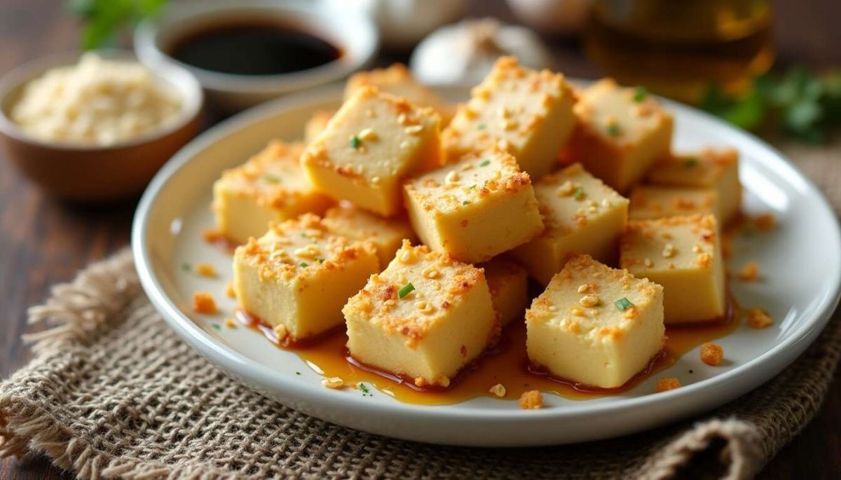 Tofu soyeux frit : un régal à la sauce laquée
