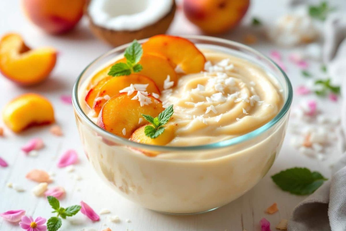 Riz au lait de coco et pêches rôties : l'été dans votre assiette