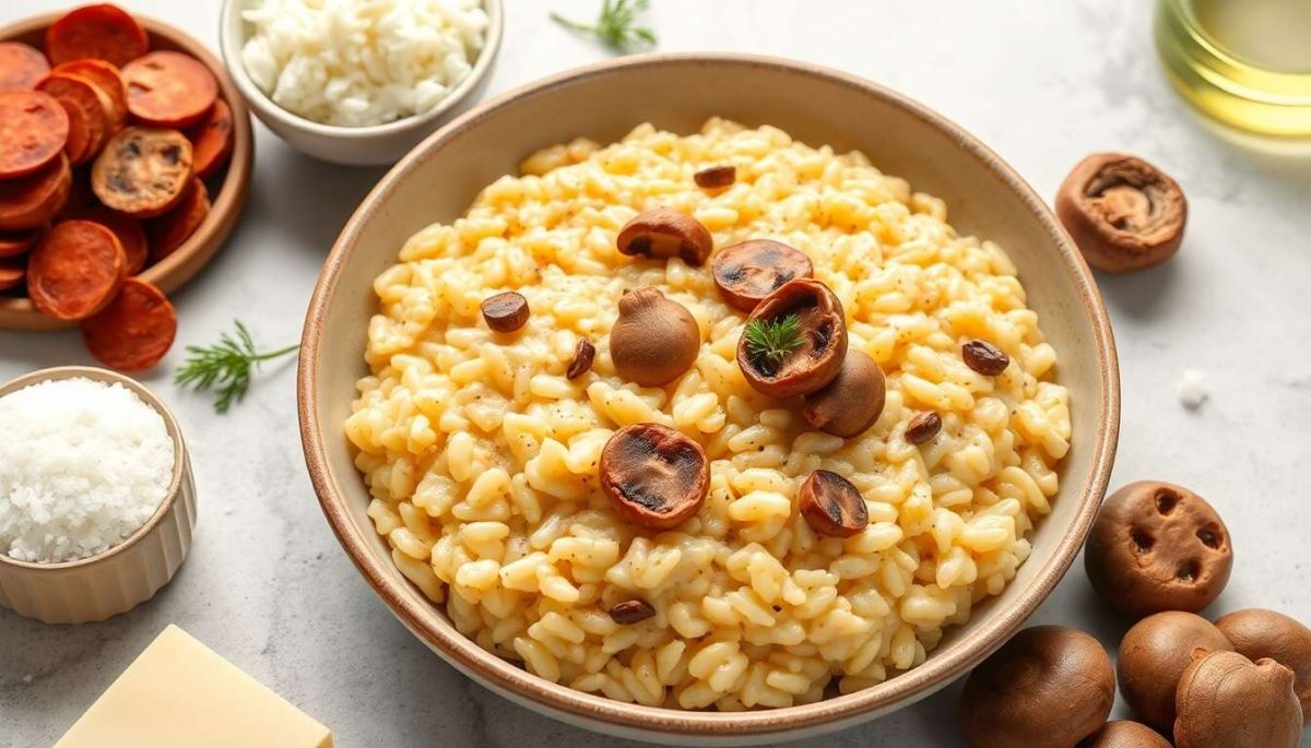 Découvrez le risotto crémeux au chorizo et champignons