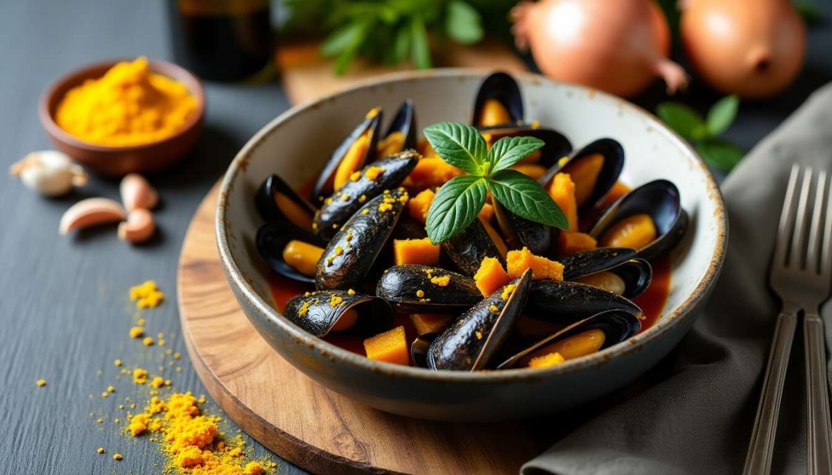 Une recette délicieuse de moules marinière à la crème et au curry